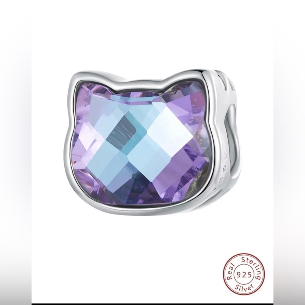Sterling Silver Purple Gem Cat Charm 🐈
